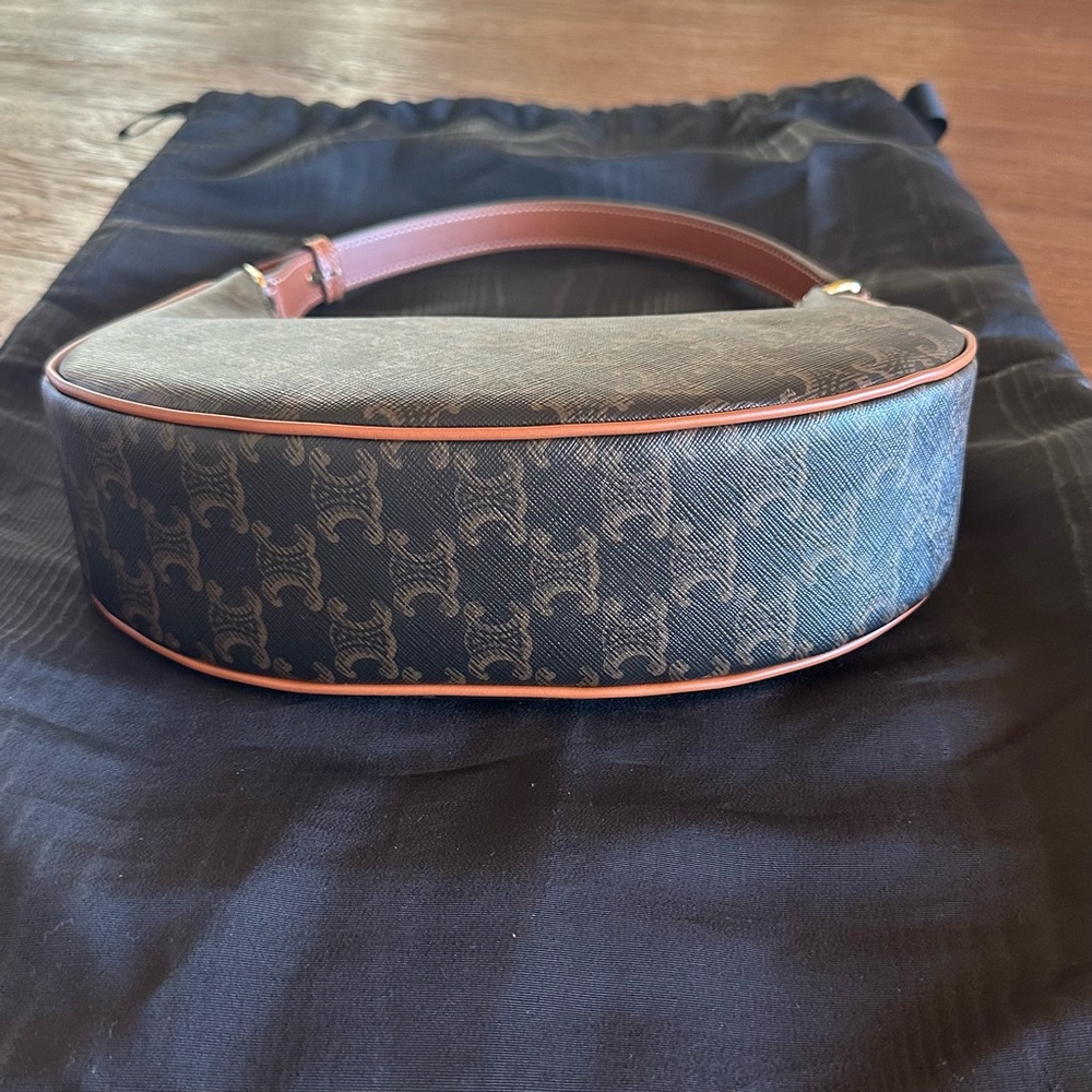 Celine Ava Shoulder Bag in Triomphe Canvas + Tan Calfskin NWT - Picture 8 of 15